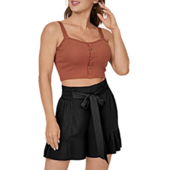 Dokotoo Black Tie Front Ruffle Shorts NWT Size 2XL - Picture 1 of 15